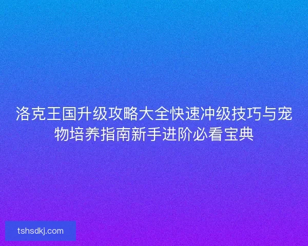洛克王国升级攻略大全快速冲级技巧与宠物培养指南新手进阶必看宝典