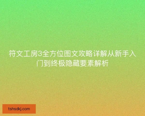 符文工房3全方位图文攻略详解从新手入门到终极隐藏要素解析