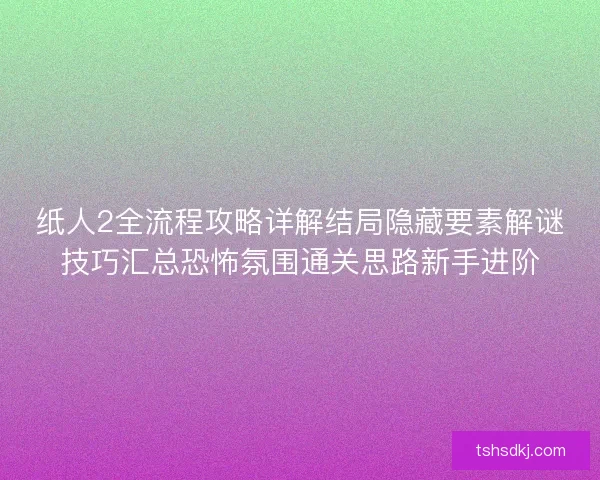 纸人2全流程攻略详解结局隐藏要素解谜技巧汇总恐怖氛围通关思路新手进阶